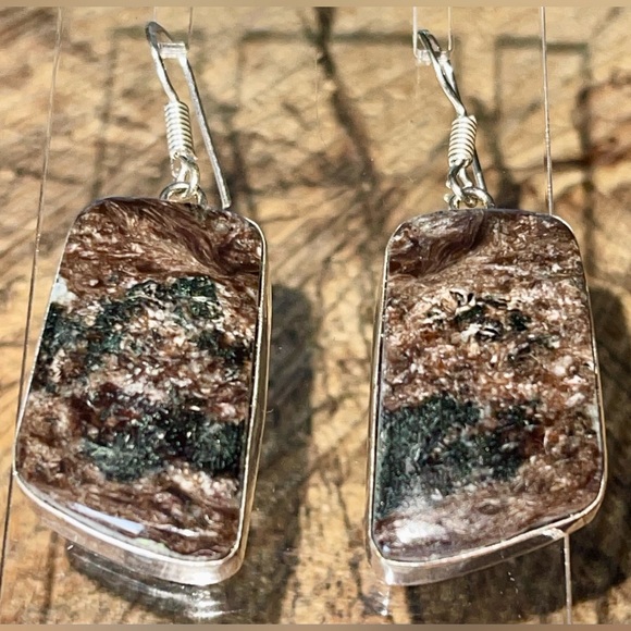 Dark “Stone of Transformation” Charoite Earrings 2” - Picture 2 of 12